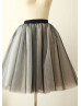 Black Tulle Ivory Lining Knee Length Skirt